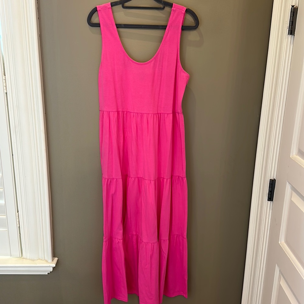 JCrew pink tiered sleeveless dress